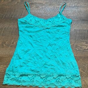 Turquoise Lace Trim Camisole Tank Top